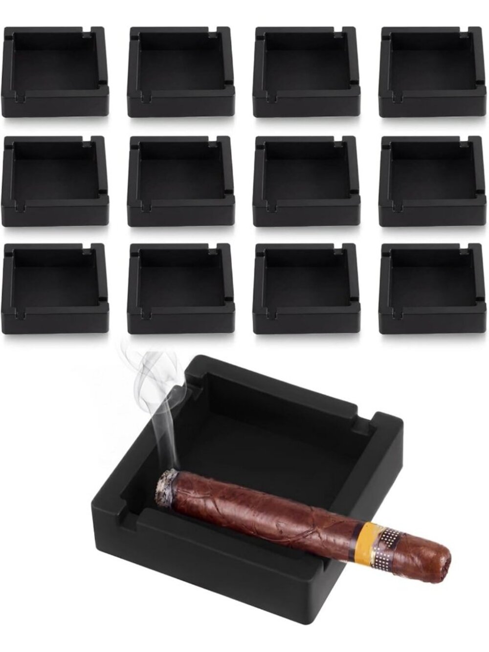12 Pack Silicone Ashtrays - Unbreakable Cigar Holders for Indoor & Outdoor Use